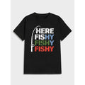 [100% Cotton] Funny Fishy Print Tee - Soft, Breathable, Round Neck Short Sleeve T-Shirt for Men Hoodie, Sweatshirt