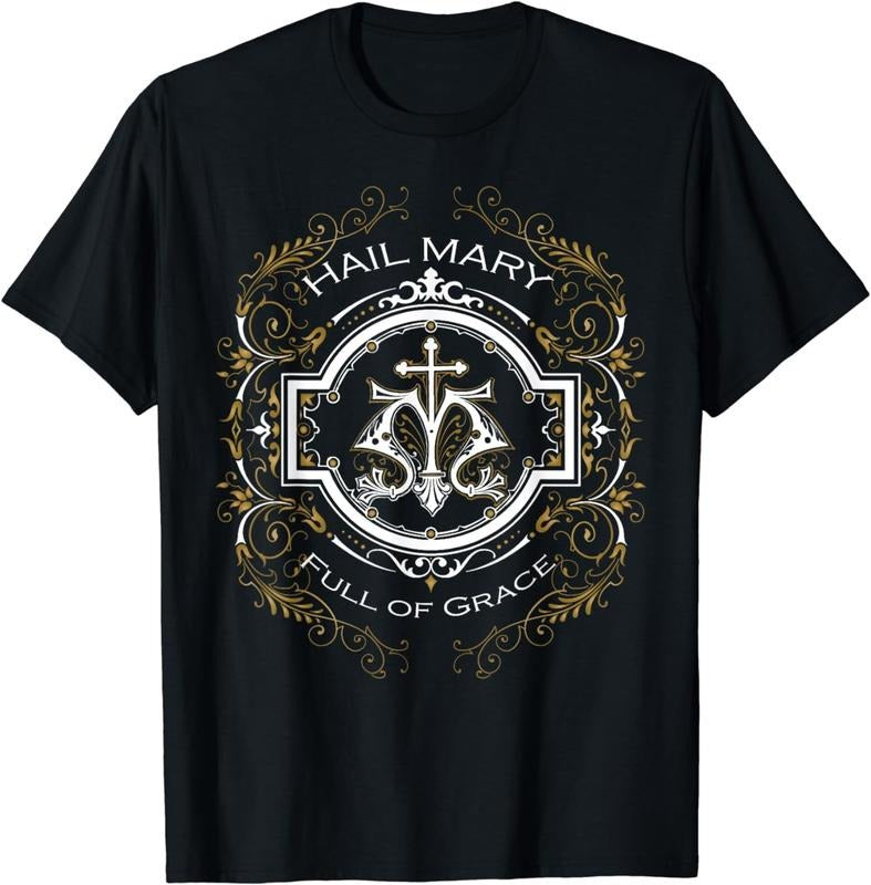 [100% Cotton] Hail Mary Full of Grace Our Blessed Mother Mary Rosary T-Shirt Hoodie, Sweatshirt | PureTeeCo.com