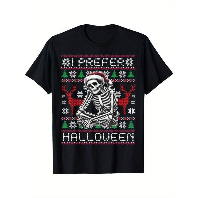 [100% Cotton] I Prefer Halloween Skeleton Funny Ugly Christmas men T-Shirt Hoodie, Sweatshirt | PureTeeCo.com