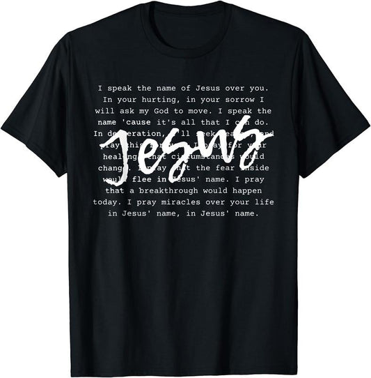 [100% Cotton] I Speak The Name Of Jesus Vintage Christian Faith Prayer T-Shirt