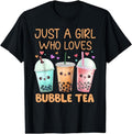 [100% Cotton] Just A Girl Who Loves Bubble Tea Cute Kawaii Boba Tea Girls T-Shirt Hoodie, Sweatshirt | PureTeeCo.com