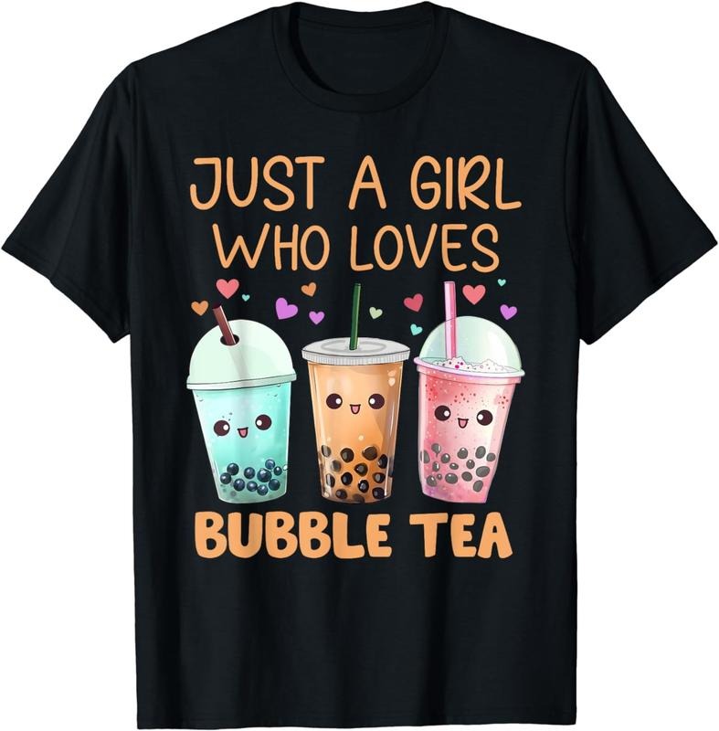 [100% Cotton] Just A Girl Who Loves Bubble Tea Cute Kawaii Boba Tea Girls T-Shirt Hoodie, Sweatshirt | PureTeeCo.com