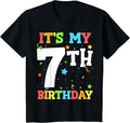 [100% Cotton] Kids It's My 7th Birthday 7 Seven Happy Birthday Boy or Girls T-Shirt Hoodie, Sweatshirt | PureTeeCo.com