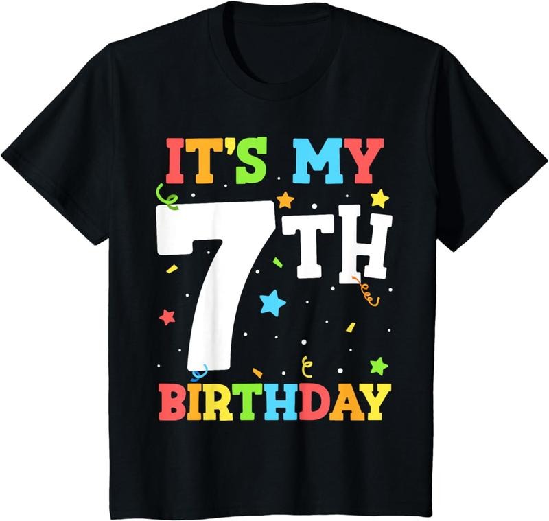 [100% Cotton] Kids It's My 7th Birthday 7 Seven Happy Birthday Boy or Girls T-Shirt Hoodie, Sweatshirt | PureTeeCo.com