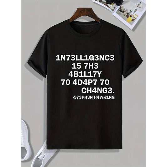 [100% Cotton] Letter Number Print Men's Short Sleeve Round Neck T-shirt Casual Regular Fit Graphic Tee Loungewear Pajama Top For Summer