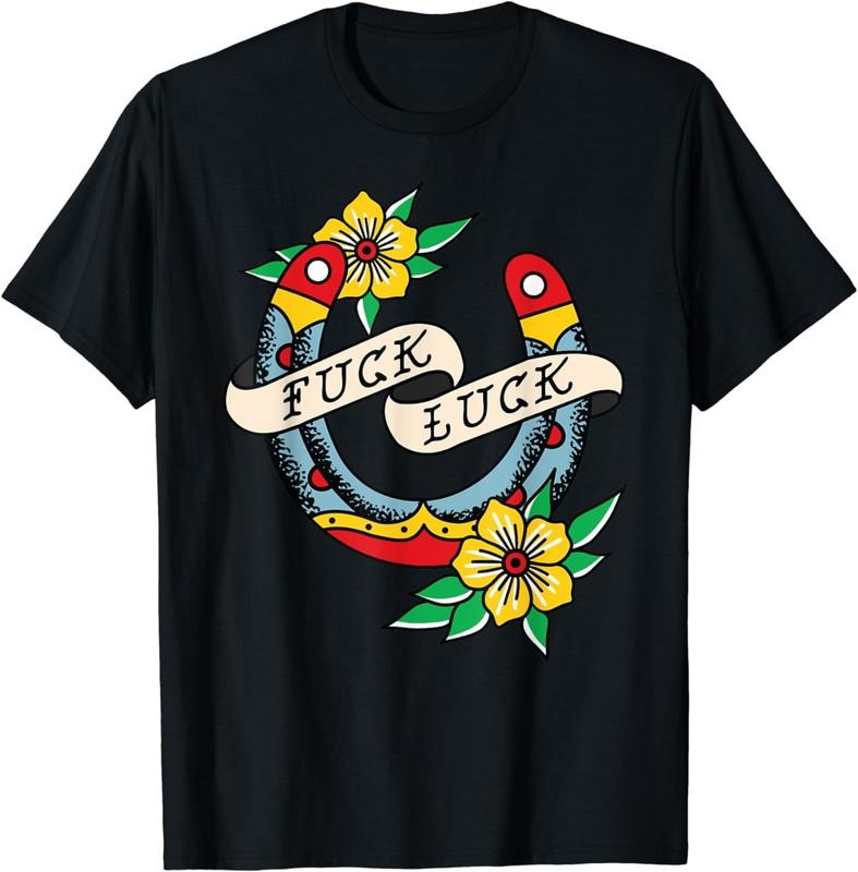 [100% Cotton] Luck Horseshoe American Traditional Tattoo Flash Alt T-Shirt Hoodie, Sweatshirt | PureTeeCo.com