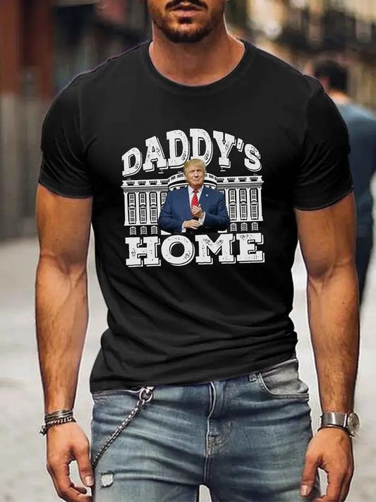 [100% Cotton] Men'S Casual T-Shirt - Polyester Crew Neck with Slight Stretch, Trump 2024 Graphic Print