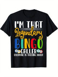 [100% Cotton] Men's Black Cotton Tee - Legendary Bingo Caller Fun Quote T-Shirt for Game Night Enthusiasts and Humor...