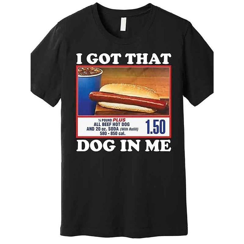 [100% Cotton] Men's Hot Dog Pattern And I GOT THAT DOG IN ME Letter Print Crew Neck And Short Sleeve T-shirt