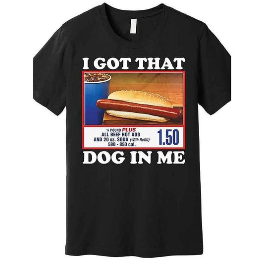 [100% Cotton] Men's Hot Dog Pattern And I GOT THAT DOG IN ME Letter Print Crew Neck And Short Sleeve T-shirt