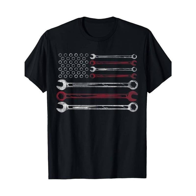 [100% Cotton] Mens Patriotic Mechanic Flag American Car Repairman Gift USA Flag T-Shirt Hoodie, Sweatshirt | PureTeeCo.com