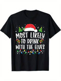 [100% Cotton] Most Likely to Drink With The Elves Elf Drinking Christmas Men Women T-Shirtstyle{n002}2 T-Shirts, Hoodie,...
