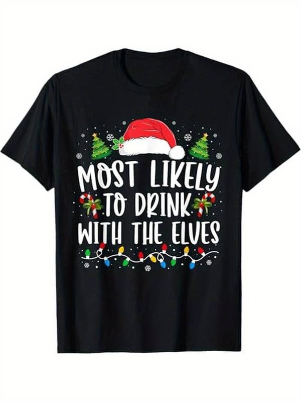 [100% Cotton] Most Likely to Drink With The Elves Elf Drinking Christmas Men Women T-Shirtstyle{n002}2 T-Shirts, Hoodie,...