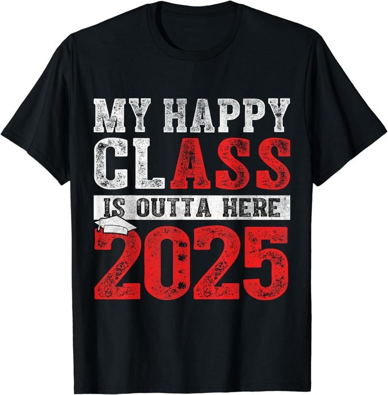 [100% Cotton] My Happy Class Is Outta Here 2025 Senior Graduation Vintage T-Shirt Hoodie, Sweatshirt | PureTeeCo.com