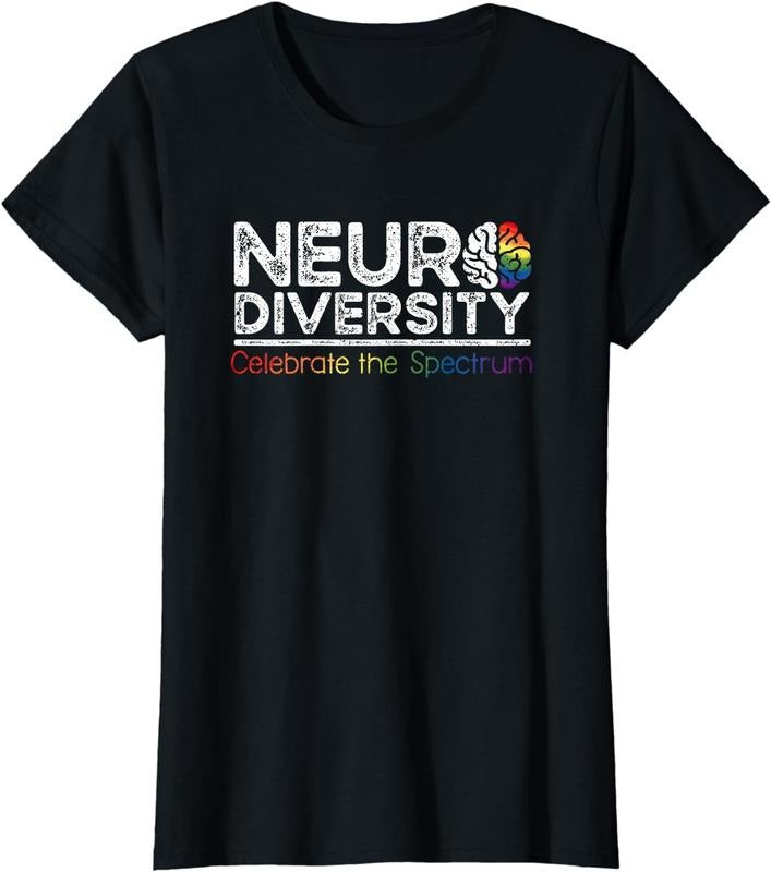 [100% Cotton] Neurodiversity Celebrate Mental Health ADHD Autism Awareness T-Shirt