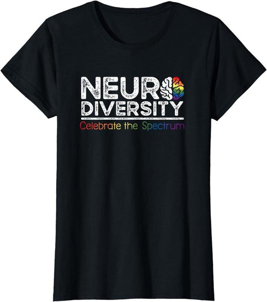 [100% Cotton] Neurodiversity Celebrate Mental Health ADHD Autism Awareness T-Shirt