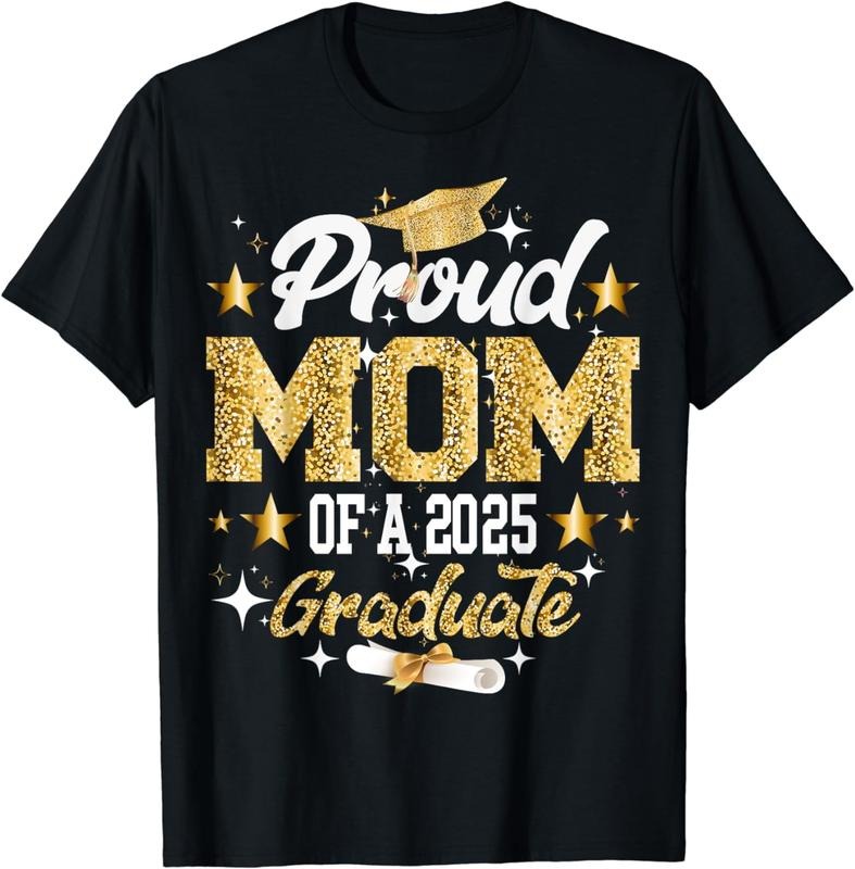 [100% Cotton] Proud Mom Of A 2025 Graduate For Family Graduation T-Shirt Hoodie, Sweatshirt | PureTeeCo.com