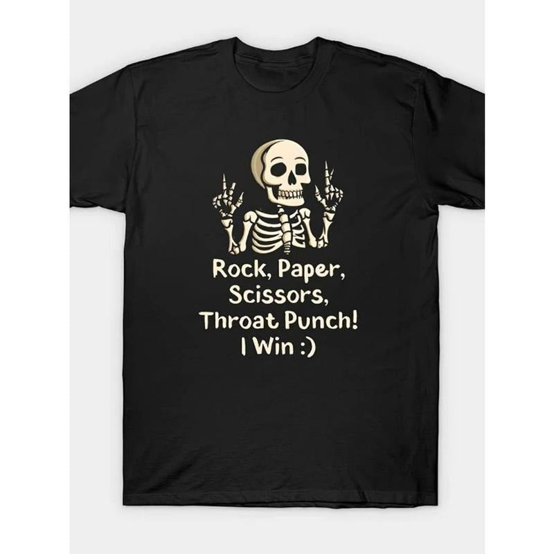 [100% Cotton] Rock, Paper, Scissors, Throat Punch Funny Graphic Tee