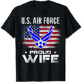[100% Cotton] U.S Air Force Proud Wife With American Flag Gift Veteran T-Shirt Hoodie, Sweatshirt | PureTeeCo.com