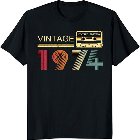 [100% Cotton] Vintage 1974 T Shirts for Men 50th Birthday Gifts for Men Dad Fathers Day Birthday Gifts for Husband Friend 1974 Tshirt