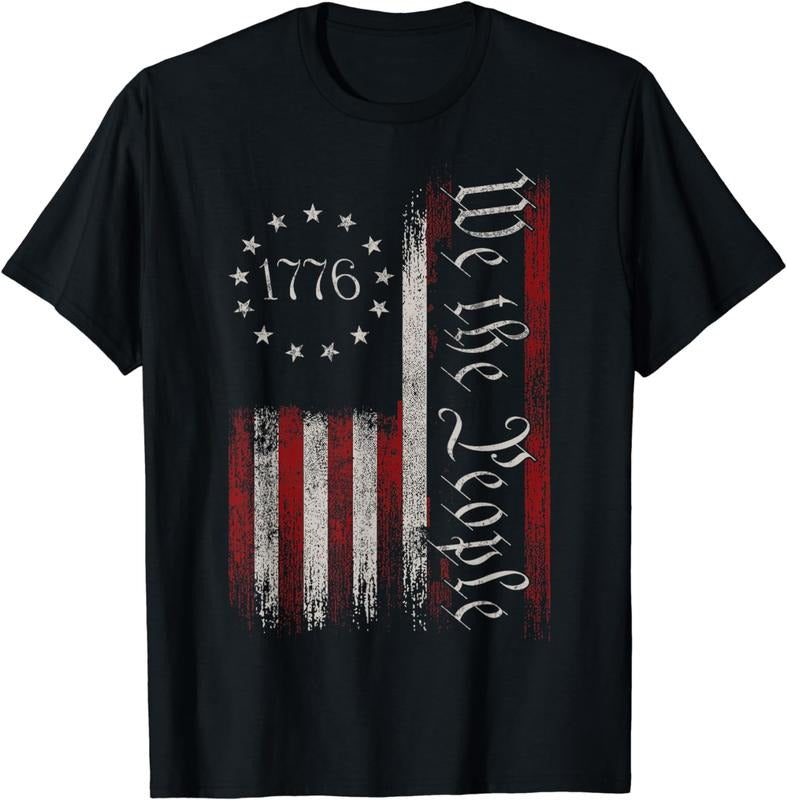 [100% Cotton] Vintage Old American Flag Patriotic 1776 We The People USA T-Shirt Hoodie, Sweatshirt | PureTeeCo.com