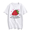 [100% Cotton] Women Strawberries T Shirt Fashion Cute Strawberry Tops Girl Short Sleeve Casual Tees Hoodie, Sweatshirt