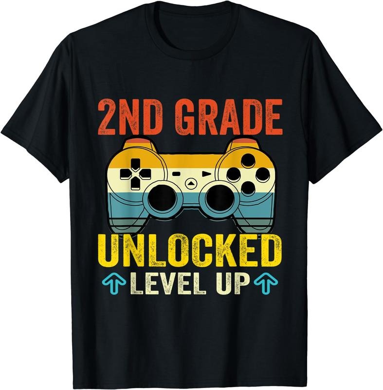 [100% Cotton]2nd Grade Unlocked Level Up Video Gamer Back To School T-Shirt Hoodie, Sweatshirt | PureTeeCo.com