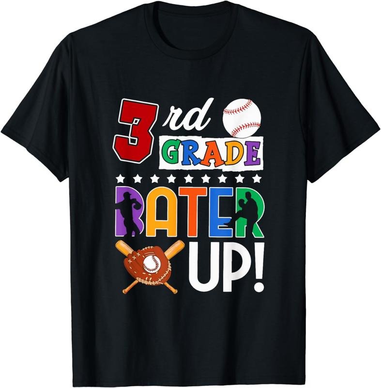 [100% Cotton]3rd Grade First Day of School 3rd Grade Batter Up Baseball T-Shirt Hoodie, Sweatshirt | PureTeeCo.com