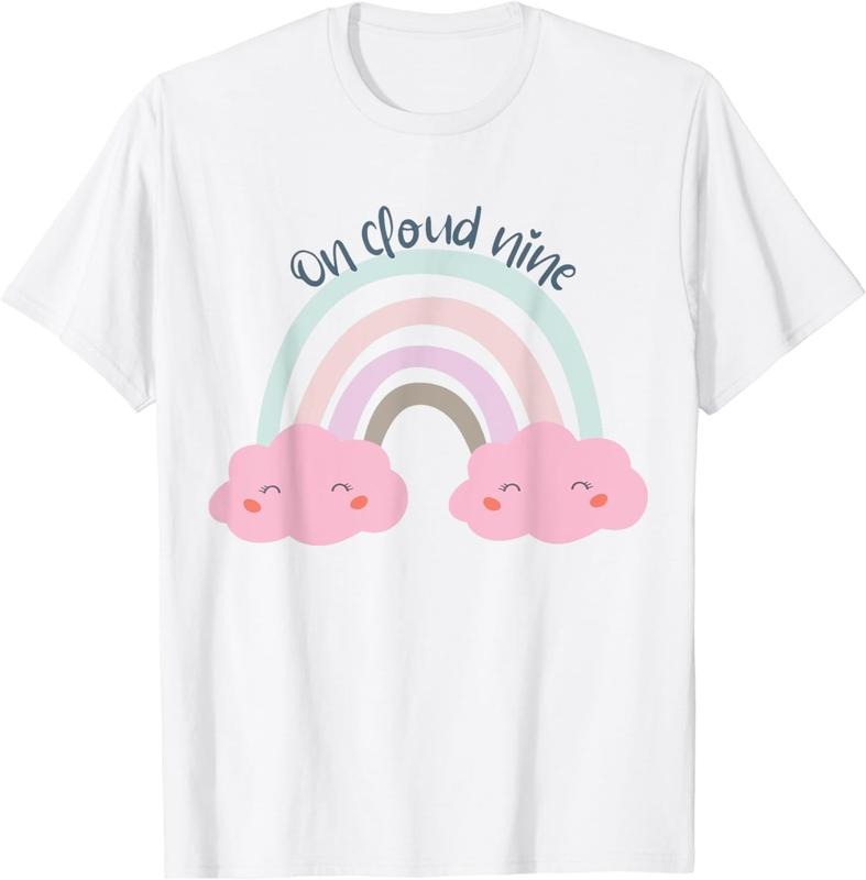 [100% Cotton]9th Birthday Girl Rainbow On Cloud Nine T-Shirt Hoodie, Sweatshirt | PureTeeCo.com