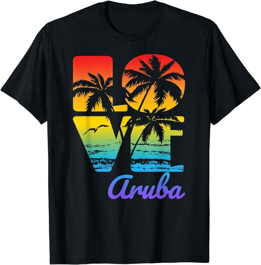 [100% Cotton]Aruba Tropical Love graphic T-Shirt