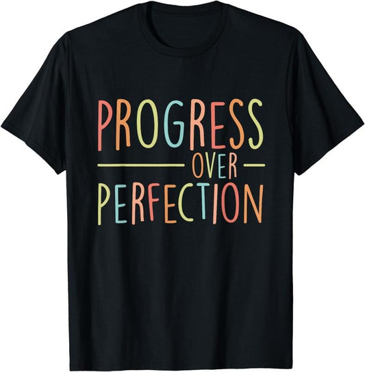 [100% Cotton]Back To School Progress Over Perfection Retro Teacher Gifts T-Shirt
