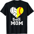 100% Cotton Ball Mom Heart Funny Softball Volleyball Mom T-Shirt Hoodie, Sweatshirt | PureTeeCo.com