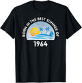 [100% Cotton]Born In 1964 Birthday Party Cake Summer Sun Beach Palms Boat T-Shirt Hoodie, Sweatshirt | PureTeeCo.com