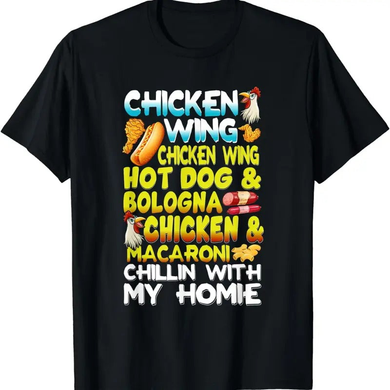 [100% Cotton]Chicken Wings Chicken Wings Hot Dog & Bologna Chicken T-Shirt
