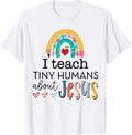 [100% Cotton]Cute Rainbow Back To School, I Teach Tiny Humans About Jesus T-Shirt Hoodie, Sweatshirt | PureTeeCo.com