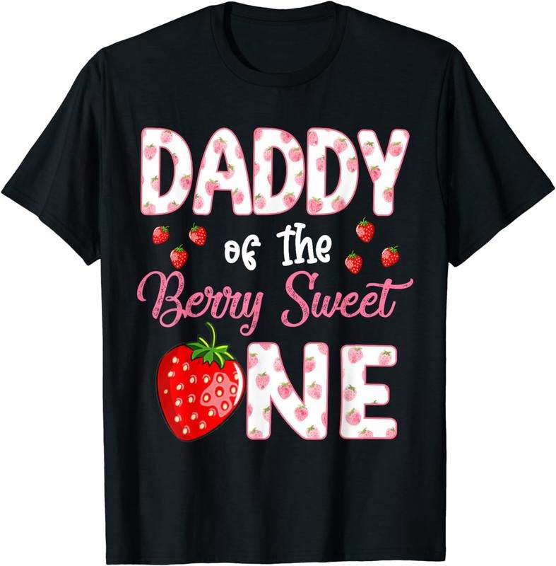 [100% Cotton]Daddy Of The Berry Sweet One Strawberry First Birthday T-Shirt Hoodie, Sweatshirt | PureTeeCo.com