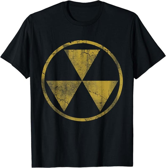 [100% Cotton]Fallout Nuclear Symbol Retro Fade Distressed T-Shirt