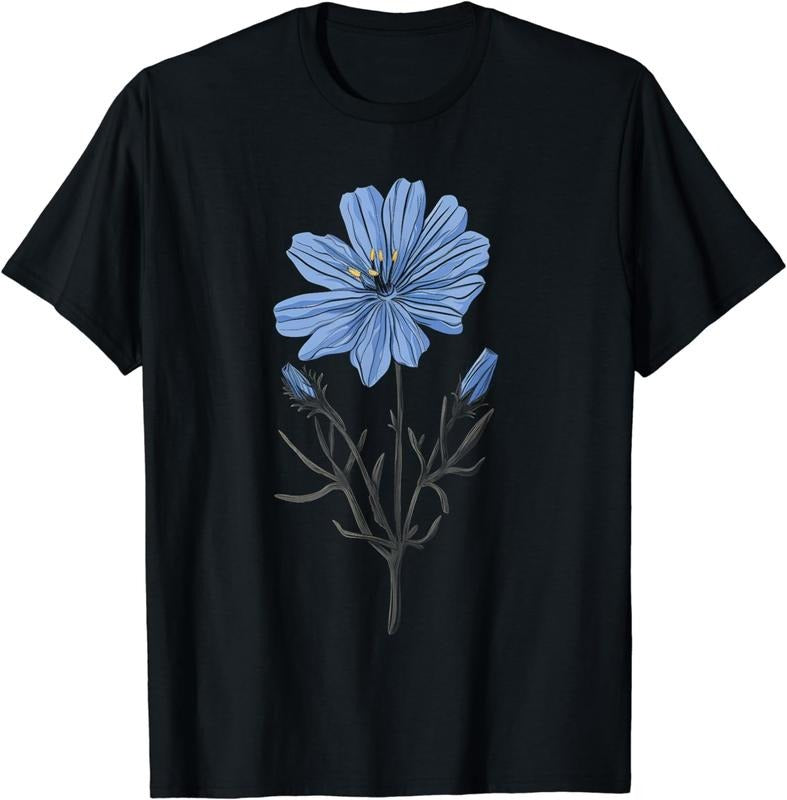 [100% Cotton]Floral Wildflower Chicory Flower Girl Gardening Plant Mom T-Shirt Hoodie, Sweatshirt | PureTeeCo.com