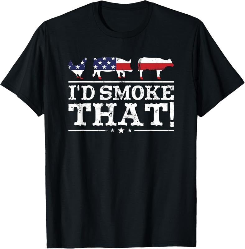 100% Cotton Funny BBQ Shirt I'd Smoke That Meat Pitmaster Grill Gift T-Shirt Hoodie, Sweatshirt | PureTeeCo.com