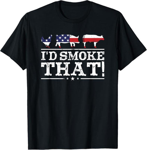 100% Cotton Funny BBQ Shirt I'd Smoke That Meat Pitmaster Grill Gift T-Shirt Hoodie, Sweatshirt | PureTeeCo.com