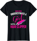 [100% Cotton]Girl With Hair Clipper - Hairdresser Hair Stylist Barber T-Shirt Hoodie, Sweatshirt | PureTeeCo.com