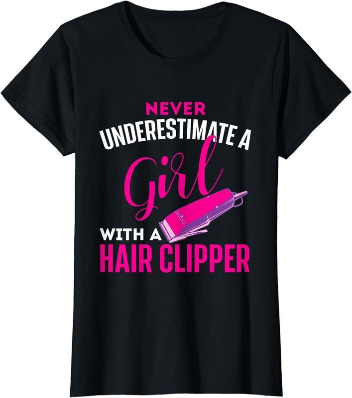 [100% Cotton]Girl With Hair Clipper - Hairdresser Hair Stylist Barber T-Shirt Hoodie, Sweatshirt | PureTeeCo.com