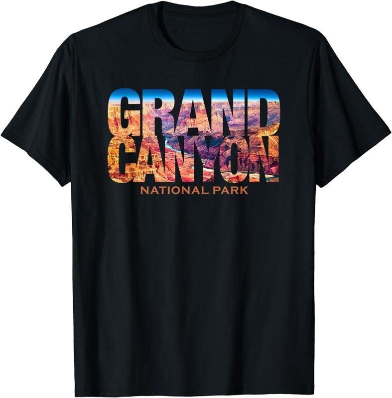 [100% Cotton]Grand Canyon National Park Photo Text Hiking Souvenir T-Shirt