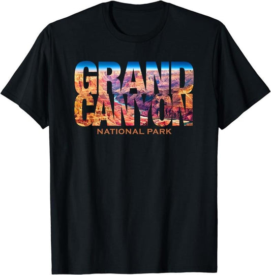 [100% Cotton]Grand Canyon National Park Photo Text Hiking Souvenir T-Shirt
