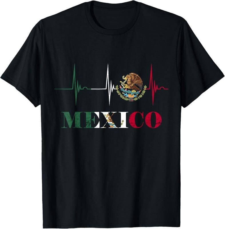 100% Cotton Heartbeat EKG Pulse Mexico Emblem Mexico Flag Mexican Pride T-Shirt Hoodie, Sweatshirt | PureTeeCo.com