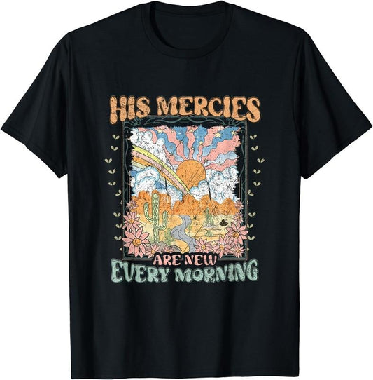 [100% Cotton]His Mercies Are New Every Morning Bible Verse Christian T-Shirt