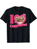 [100% Cotton]I Love Capybaras" Men's Casual Short Sleeve Crew Neck T-Shirt Men's Tee Outfits Summer Clothing Hoodie,...