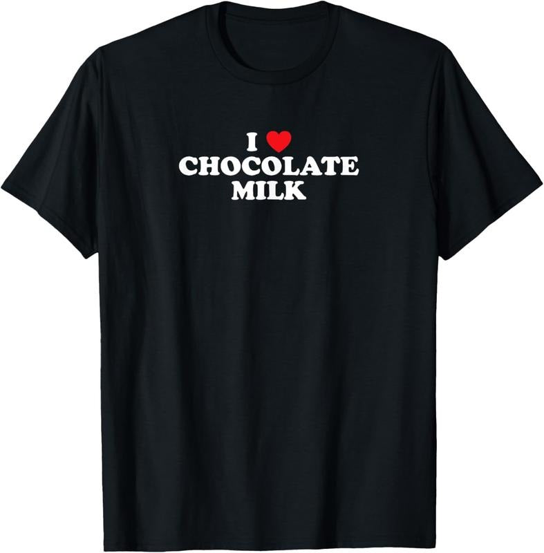 100% Cotton I Love Chocolate Milk Heart T-Shirt Yummy Drink Shirt T-Shirt Hoodie, Sweatshirt | PureTeeCo.com