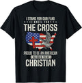 [100% Cotton]I Proudly Stand For The Flag And Kneel For The Cross T-Shirt Hoodie, Sweatshirt | PureTeeCo.com