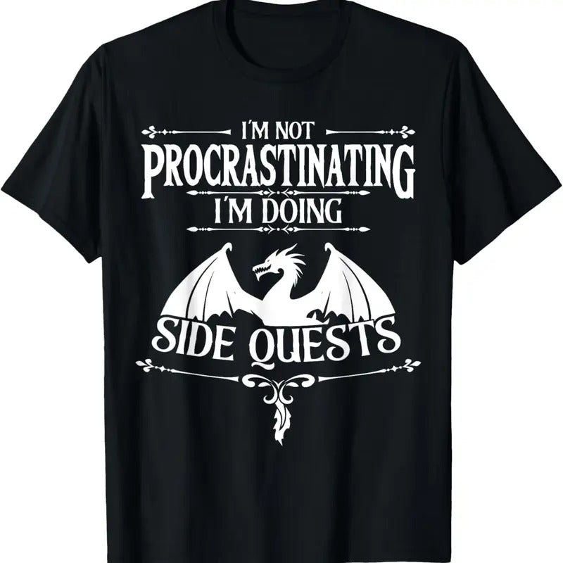 100% Cotton I'm Not Procrastinating I'm doing Side Quests RPG Gamers T-Shirt Hoodie, Sweatshirt | PureTeeCo.com